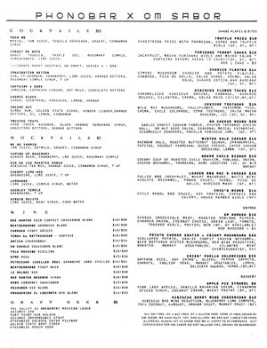 Menu as of 2022-01-26 at Om Sabor in San Francisco