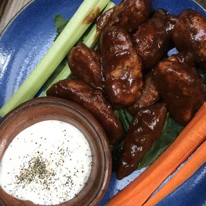 Vegan wings - good texture but not super meaty  at Om Sabor in San Francisco