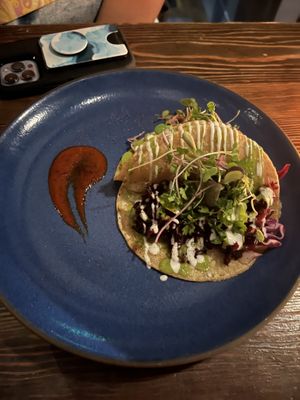Hibiscus tacos  at Om Sabor in San Francisco