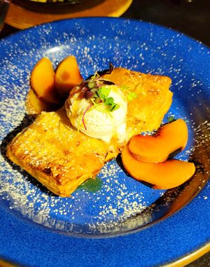 Drunken peaches n cream at Om Sabor in San Francisco