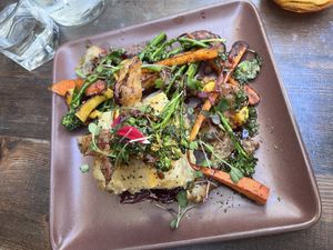 Potato Cheese Gratin and Crispy Mushrooms   at Om Sabor in San Francisco