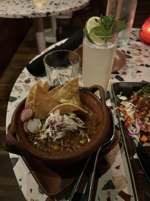 Pozole rojo - perfect for a cold night!  at Om Sabor in San Francisco