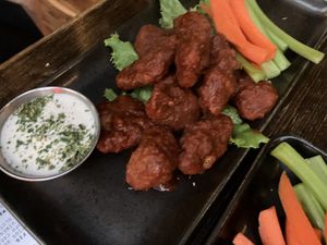 Boneless chicken wings: chile de arbol  at Om Sabor in San Francisco