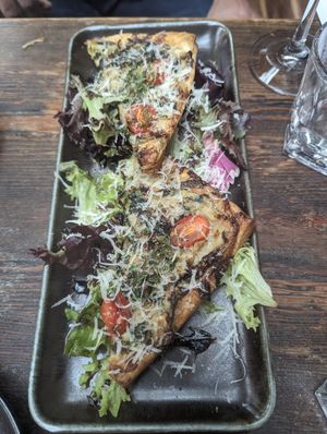 Artichoke and ricotta tart at Om Sabor in San Francisco