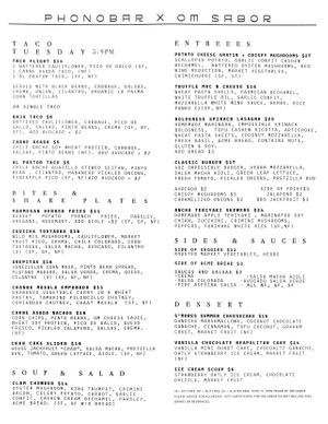  Food menu as of 2024-07-30  at Om Sabor in San Francisco