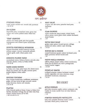 Food menu as of 2025-01-08 at Om Sabor in San Francisco
