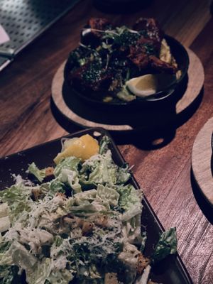 Caesar salad and chikn paella  at Om Sabor in San Francisco
