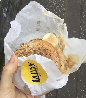 Banana and peanut butter bagel at Kangus Coffee in Kirkcaldy
