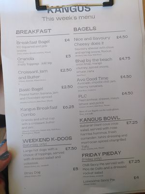 menu changes weekly at Kangus Coffee in Kirkcaldy