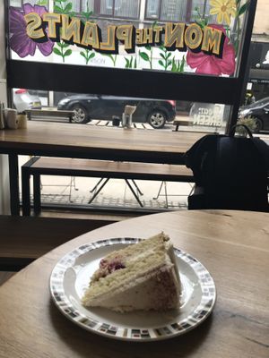 Delicious raspberry and lemon cake   at Kangus Coffee in Kirkcaldy