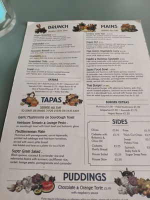 Vegan menu at The Cosy Club in Leeds