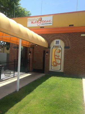 restaurant and amazingly mango themed decor at Mango Mangeaux in Hampton