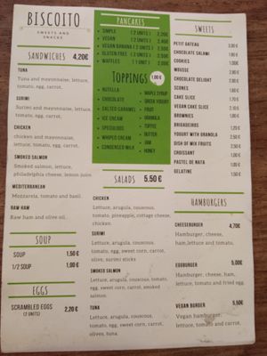 Menu  at Biscoito in Porto