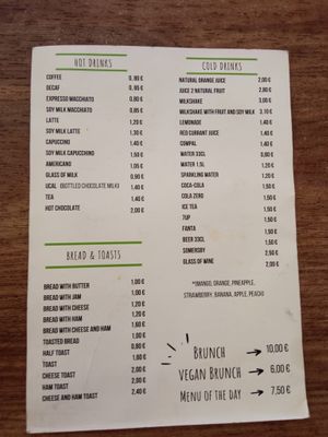Drinks menu  at Biscoito in Porto