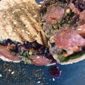 The falafel wrap - bursting at the seams with fillings!  at Falla in Gdansk