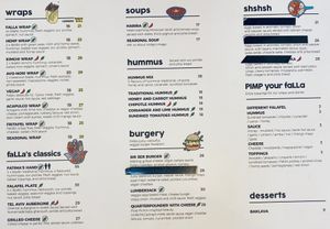 Menu at Falla in Gdansk