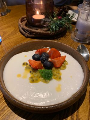 Coconut pana cotta (vegan) at The Walton Fox in Preston