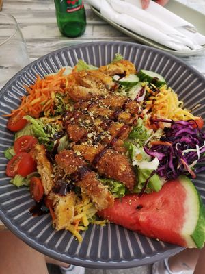 Salad with crispy chicken - incredible 👌 at Bistro Arty in Maribor