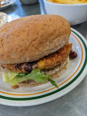 Mexican bean burger at Brockhill Cafe Restaurant in Hythe