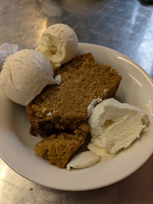 Golden syrup cake and ice cream at Brockhill Cafe Restaurant in Hythe