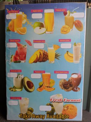 Juices listing at Eastern Lanka in Trincomalee