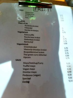 Natuurlijk friet menu at Natuurlijk Friet in Assen