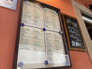 Menu outside door at Villa 6 in Sintra