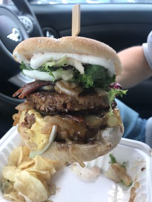 The Mugshot burger. £7.50  at Petit Poirot's Vegan Comfort Food in Bridgend