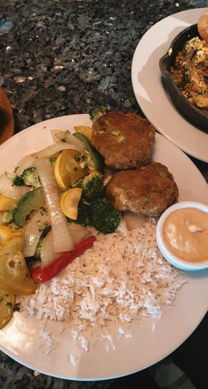 the vegan crab cakes, bay cakes at Ethos Vegan Kitchen in Winter Park