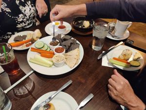 Garlic knots- a must! And the healthy trio platter at Ethos Vegan Kitchen in Winter Park