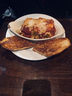 Lasagna and the best bread   at Ethos Vegan Kitchen in Winter Park