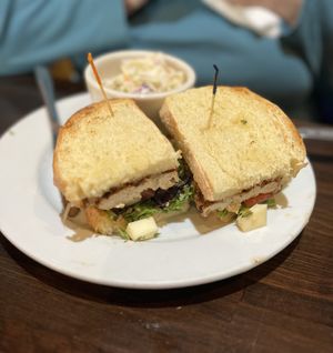Chickun bruschetta sandwich with coleslaw   at Ethos Vegan Kitchen in Winter Park