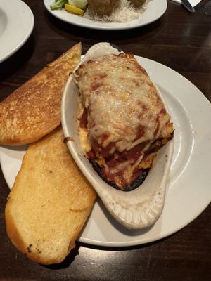 Lasagna with garlic bread   at Ethos Vegan Kitchen in Winter Park