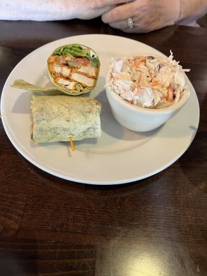 Buffalo chicken wrap with coleslaw   at Ethos Vegan Kitchen in Winter Park