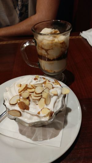 Left: chocolate ammaretto tofu mousse. Right: ice cream affogato at Ethos Vegan Kitchen in Winter Park