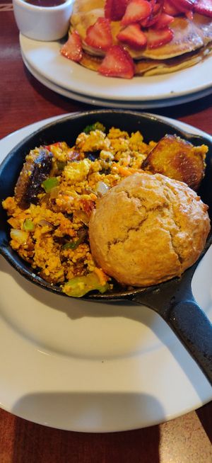 Breakfast skillet with biscuit at Ethos Vegan Kitchen in Winter Park