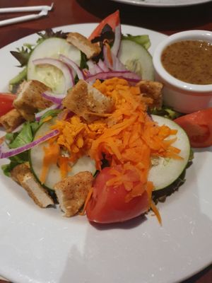 Crispy chickun salad with agave mustard dressing  at Ethos Vegan Kitchen in Winter Park
