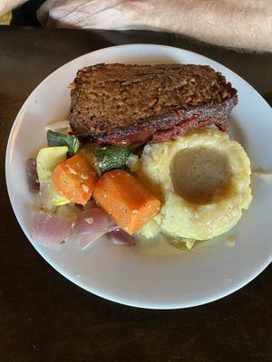 Meatloaf with veggies and mashed potatoes  at Ethos Vegan Kitchen in Winter Park
