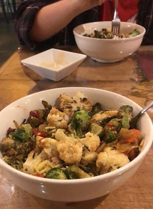 gypsy bowl half cauliflower half Brussels at Gypsy Queen in Asheville