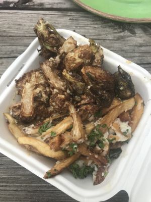 Lebanese fries and fried cauli & brussels  at Gypsy Queen in Asheville
