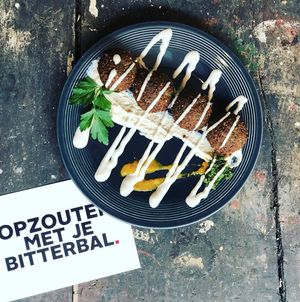 falafel balls with tahina and hummus at FLFL at FLFL in Groningen