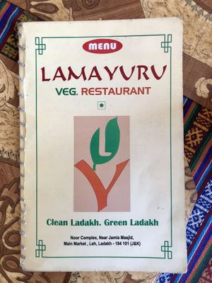 Menu at Lamayuru Restaurant in Leh