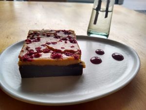 Cheesecake brownie at Zatua Miski in Cuenca