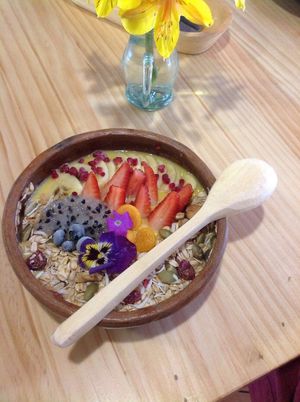 Passion fruit smoothie bowl  at Zatua Miski in Cuenca