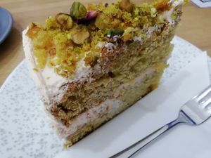 Rose water and pistachio cake at 269 Vegan in Perth