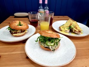 Reuben bagel, no tuna bagel and tofu florentine at 269 Vegan in Perth