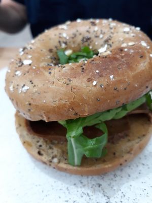 Posh BLT bagel at 269 Vegan in Perth