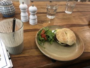 Reuben Bagel & Protein Smoothy at 269 Vegan in Perth