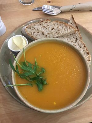 Carrot and orange soup  at 269 Vegan in Perth