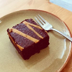 Peanut butter brownie, they usually have this or another variation of this brownie, amazing. at 269 Vegan in Perth
